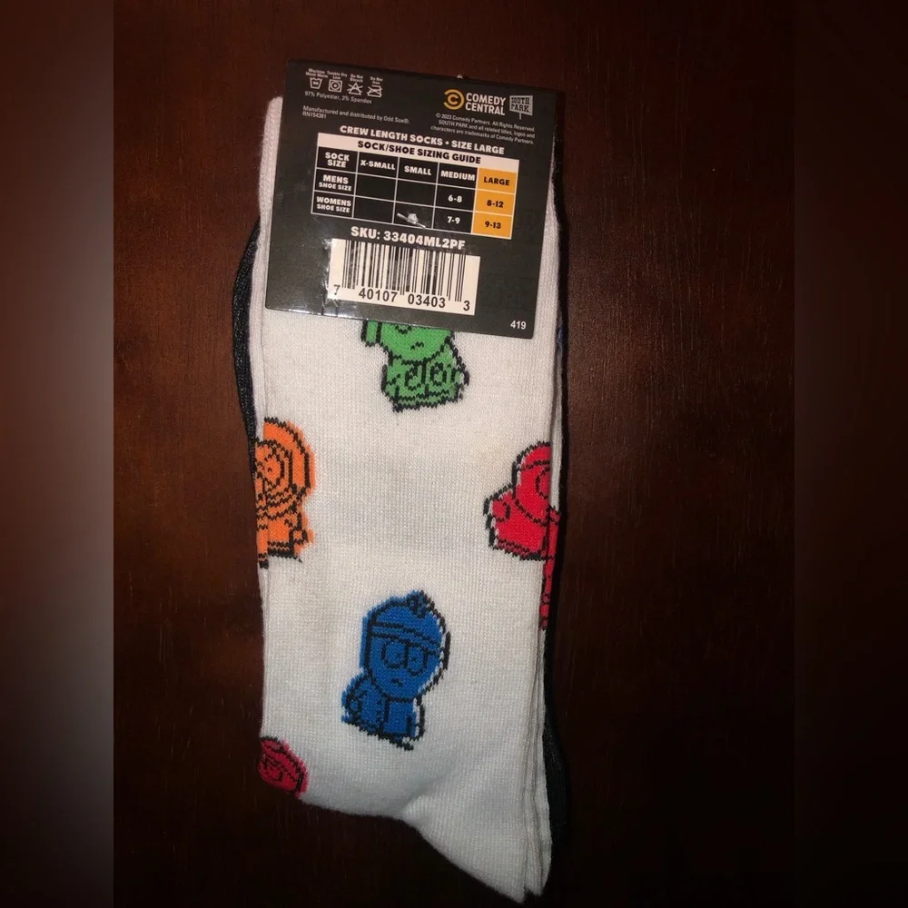 SOUTH PARK NOVELTY CREW SOCKS NWT MEN’S SHOE SIZE 8-12